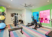 Thumbnail 16 of 23 - Fitness Center at Mandarin Bay Apartments in Jacksonville, Florida with cardio equipment and exercise balls