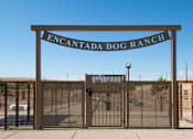 Thumbnail 30 of 34 - The entrance to the Encantada Dog Ranch is secured with a metal gate.