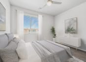 Thumbnail 35 of 51 - a bedroom with a large white bed and a large window