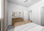Thumbnail 27 of 51 - a bedroom with white walls and gray carpet