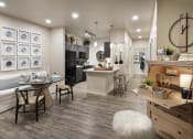 Thumbnail 21 of 23 - an open kitchen and living room with a table and chairs