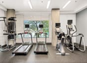 Thumbnail 20 of 27 - a gym with cardio machines and a large window