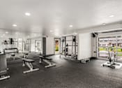Thumbnail 13 of 49 - the gym with weights and cardio equipment at the apartments