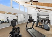 Thumbnail 20 of 22 - a gym with treadmills and other exercise equipment in a room with windows