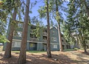 Thumbnail 35 of 35 - exterior view of a green apartment building with trees
