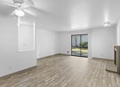 Thumbnail 2 of 26 - the living room and dining room of a new home with white walls and wood floors