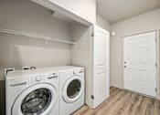 Thumbnail 22 of 32 - A laundry room with a washer and dryer.