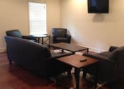 Thumbnail 7 of 16 - a living room with couches and tables and a tv