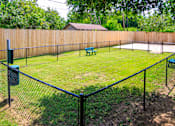 Thumbnail 29 of 33 - a fenced in backyard with a pool and a bench