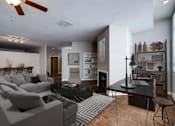 Thumbnail 3 of 12 - a living room with a couch and a table