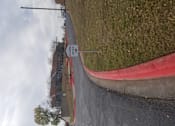 Thumbnail 6 of 16 - A street view with a red curb and a sign that says "No Parking".