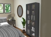 Thumbnail 2 of 8 - a bedroom with a bed and a dresser