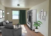 Thumbnail 3 of 8 - a living room with a couch and a television