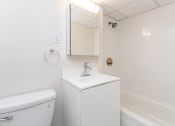 Thumbnail 14 of 23 - Babcock tower bathroom with bright finishes, large mirror and bathtub.