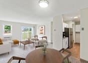 Thumbnail 1 of 16 - a living room and kitchen with a table and chairs at Blue Hills Village, Canton, 02021