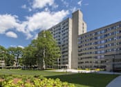 Thumbnail 7 of 15 - Modern apartment building with landscaped courtyard at Baystate Place Apartments, Massachusetts, 1104