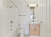 Thumbnail 13 of 17 - Bathroom With Vanity, Shower, and Bathtub, Modern Fixtures at Creekwood Apartments, Watertown, NY.
