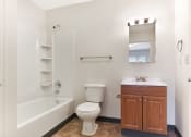 Thumbnail 15 of 15 - Bathroom with Modern Fixtures, Vanity, Shower and Bathtub  at Summit Wood Apartments, Watertown, NY, 13601