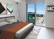 Thumbnail 31 of 36 - Bedroom with a bed and a sliding glass door at Douglas Enclave located in Miami, FL.