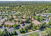 Thumbnail 2 of 42 - A bird's eye view of a residential area with houses and trees.