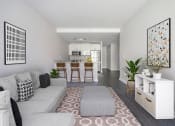 Thumbnail 1 of 20 - a living room with a gray couch and a rug at 34 Berry, Brooklyn, 11249