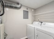 Thumbnail 32 of 32 - A laundry room with a washer and dryer.