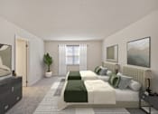 Thumbnail 18 of 54 - a bedroom with two beds and a tv at Indian Creek Apartments, Ohio, 45236