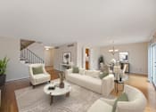 Thumbnail 15 of 54 - a living room with two couches and a coffee table at Indian Creek Apartments*, Cincinnati, OH