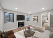 Thumbnail 24 of 54 - a living room with a couch and a coffee table at Indian Creek Apartments, Cincinnati, 45236