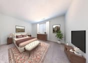 Thumbnail 4 of 35 - a bedroom with a bed and a tv at Lawrence Landing, Indianapolis, Indiana