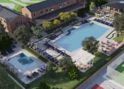 Thumbnail 46 of 54 - an aerial view of the pool area of an apartment complex at Indian Creek Apartments*, Cincinnati, OH, 45236
