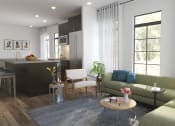 Thumbnail 42 of 81 - Living room with a kitchen in the background at Four23/Hoge, Ohio, 45226