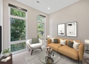 Thumbnail 3 of 81 - a living room with a couch and a table at Four23/Hoge, Cincinnati, Ohio