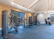 Thumbnail 63 of 65 - a gym with weights and cardio equipment in a building with white walls