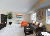 Thumbnail 2 of 18 - indoor seating area with contemporary sofa and chair at Gainsborough Court Apartments, Fairfax, VA, 22030