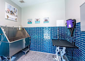 Thumbnail 20 of 21 - a kitchen with blue tiles and a sink and a coffee maker at Sterling Nashville West Apartments, Nashville, TN, 37209