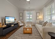 Thumbnail 10 of 43 - a living room with a couch and a television