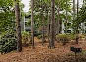 Thumbnail 9 of 25 - A black mailbox is in the foreground of a residential area with trees and a building in the background.