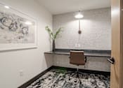 Thumbnail 3 of 47 - Contemporary home office with builtin desk at The Yancey Apartments, Charlotte
