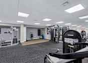 Thumbnail 29 of 49 - Gym with a variety of equipment including weights at Columbia Pointe, Columbia, MD, Maryland , 21045