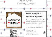 Thumbnail 1 of 19 - A poster advertises an Open House Weekend at The Villages at Belle Hill, featuring special summer specials.