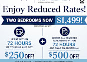 Thumbnail 13 of 14 - A promotional image for Windsor Crossing Senior Community advertising reduced rates for two bedrooms.