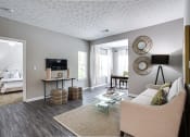 Thumbnail 3 of 48 - 2 bedroom model living room angle at Brodick Hill, Lithia Springs, GA, 30122