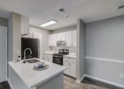 Thumbnail 2 of 37 - a white kitchen with a sink and a refrigerator at The Sapphire, Decatur