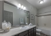 Thumbnail 48 of 49 - a bathroom with a large mirror and a sink and a toilet at Century HomePlace, Prattville, AL 36066