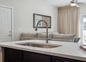 Thumbnail 10 of 48 - A modern kitchen with a white countertop and a stainless steel sink.at Century Hampton Roads, Suffolk Virginia  