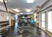 Thumbnail 14 of 20 - a gym with a lot of exercise equipment and windows