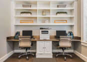 Thumbnail 12 of 19 - Executive Business Center with Two Computer Stations and Copier with Printer for Residents at Cambridge Square Apartments, Overland Park, KS 66211