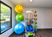 Thumbnail 22 of 40 - Yoga station with medicine balls, mats, and rollers located at Addison on Cobblestone located in Fayetteville, GA 30215