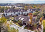 Thumbnail 34 of 34 - an aerial view of a building surrounded by trees at Legends at Chatham, Savannah, GA